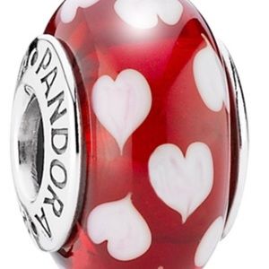 Authentic Pandora Red Hearts Murano Charm